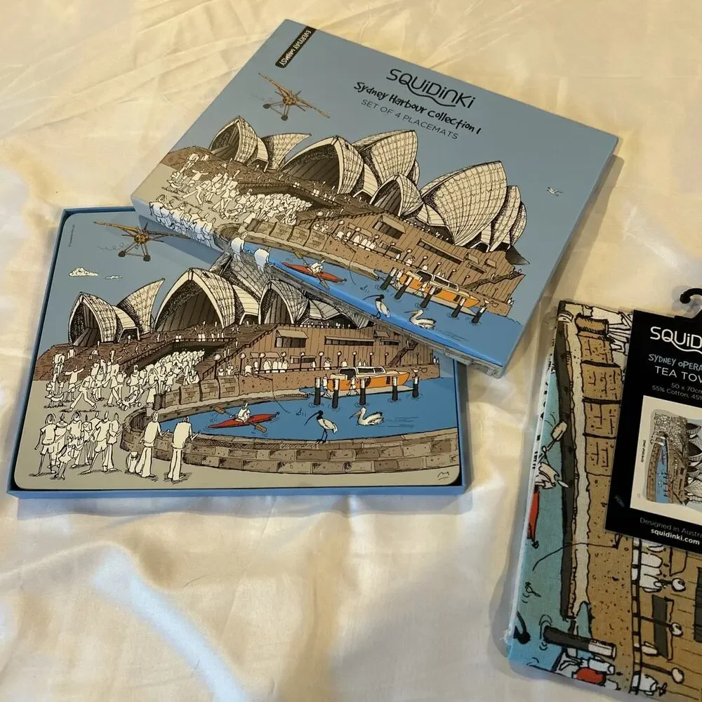 New Squidinki Placemats (4) Sydney Harbour Collection I & Tea Towel